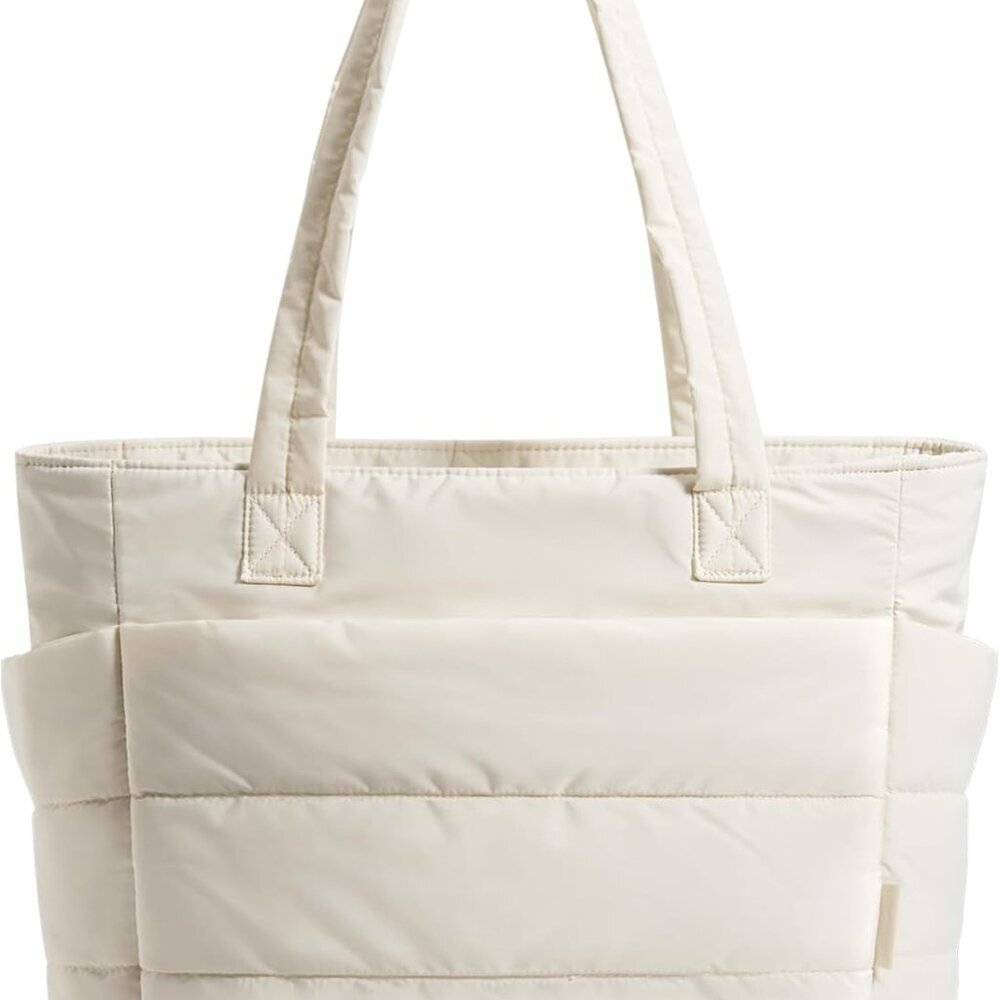 Tote Bag for Women, Lightweight Puffy Tote Bag with Compartments Quilted Shoulde